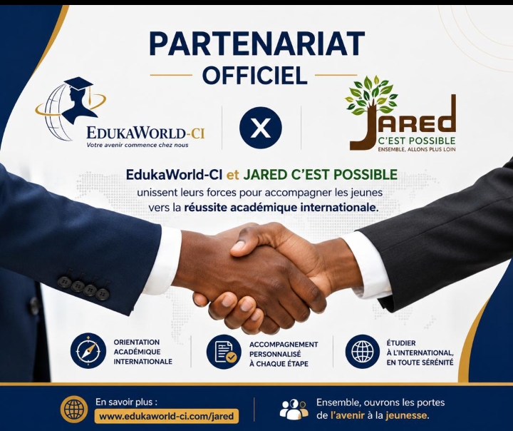 Partenariat officiel JARED C'est Possible et EdukaWorld-CI